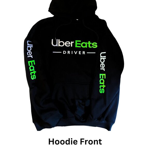 UberEats Reflective Hooded Sweatshirt Hoodie - Delivery Driver (Black) - Picture 3 of 17
